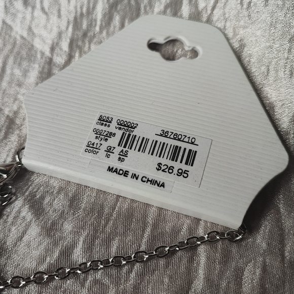 Christopher and Banks Silver Tone Statement Necklace NWT Light Blue Swirls Ocean - Picture 12 of 13